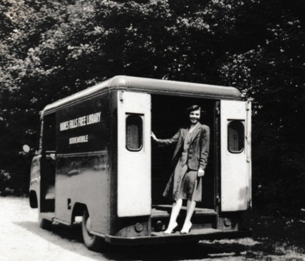 Justine Hommel & the Bookmobile in 1950